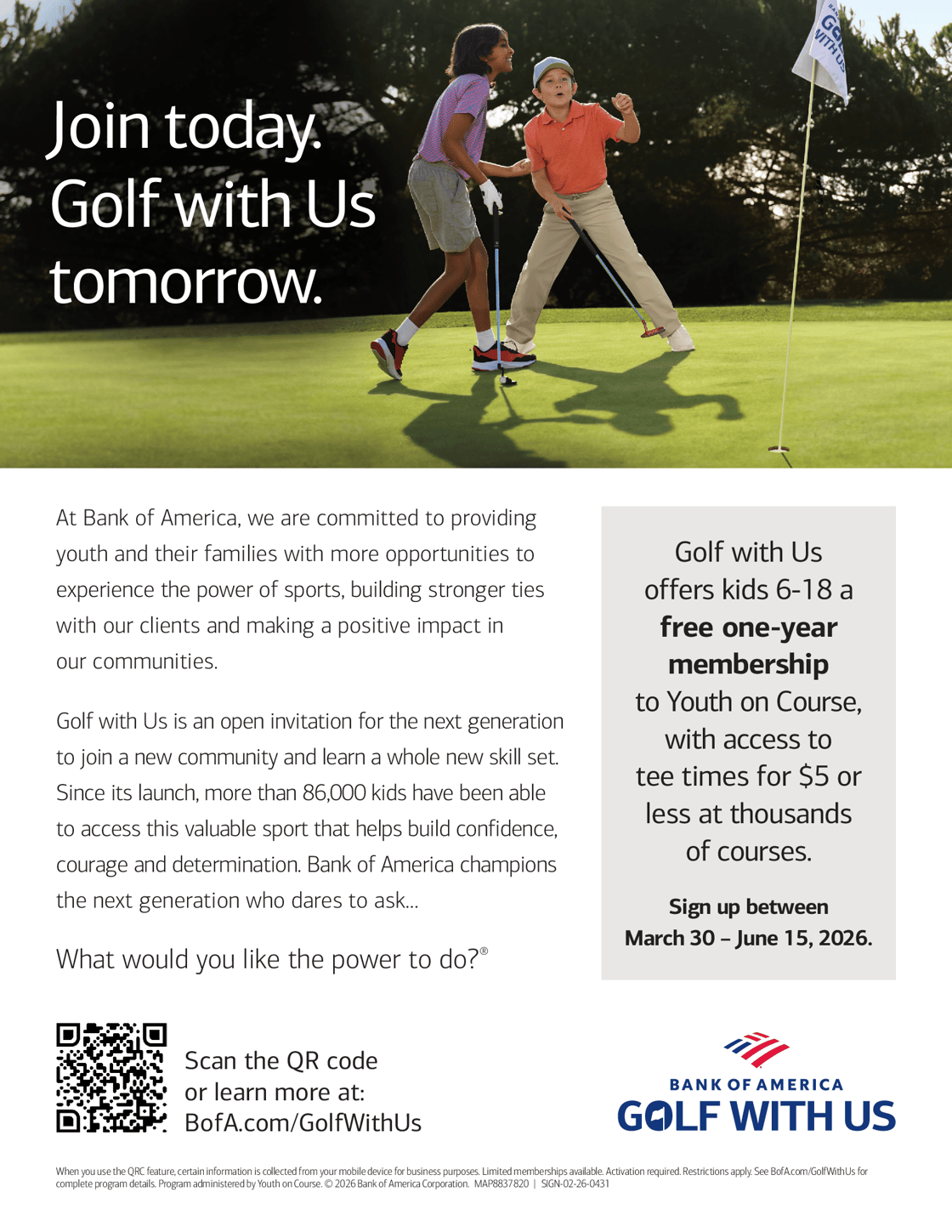 BoA Golf with Us Flyer
